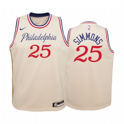 Nike Philadelphia 76ers #25 Ben Simmons Youth Unveil 2019-20 City Edition Swingman NBA Jersey Cream White